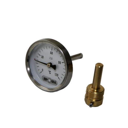 Термометр биметаллический осевое резьбовое присоединение ПРОМА ТБ-63-О-211-120-G1/2-64-2,5 Термометры